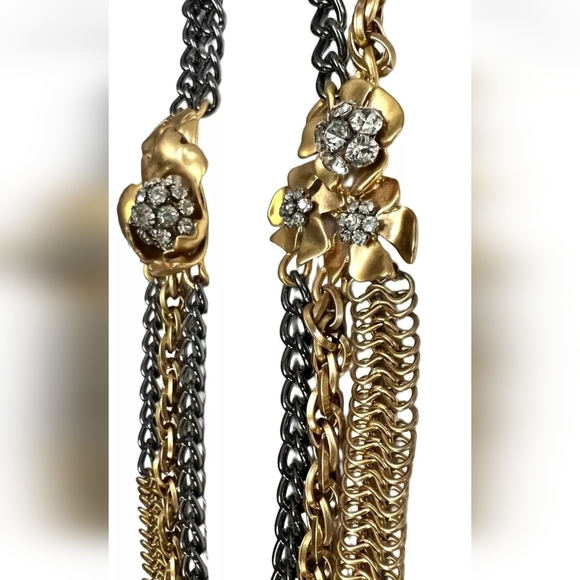J .Crew Rera Gold and Black Chain Necklace with 3D Floral Accents - Picture 10 of 16